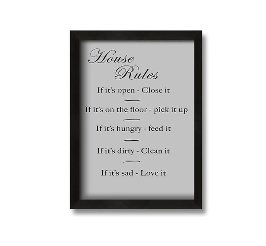 House Rules 2 - Picture Frame Typography on Canvas