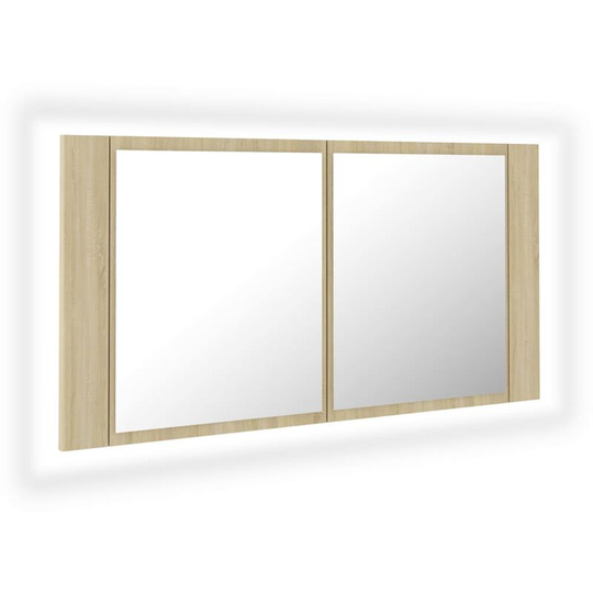 Vidaxl - led Bathroom Mirror Cabinet Sonoma Oak 90x12x45 cm Acrylic Brown