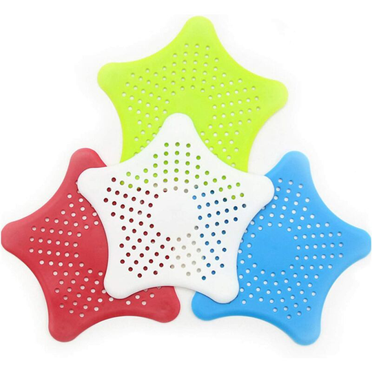 4 Hair Filter, Sewer Drain Filter Colander, Kitchen Sink Filter, Shower Bath Drain Filter, Tub Drain Cover, Hair Catcher Colorful Silicone Starfish