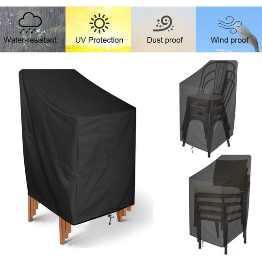 Garden Chair Cover with Air Vent, Waterproof, Windproof, Anti-UV, Heavy Duty 600D Oxford Fabric Stackable Garden Armchair Cover (64*64*120/70CM)