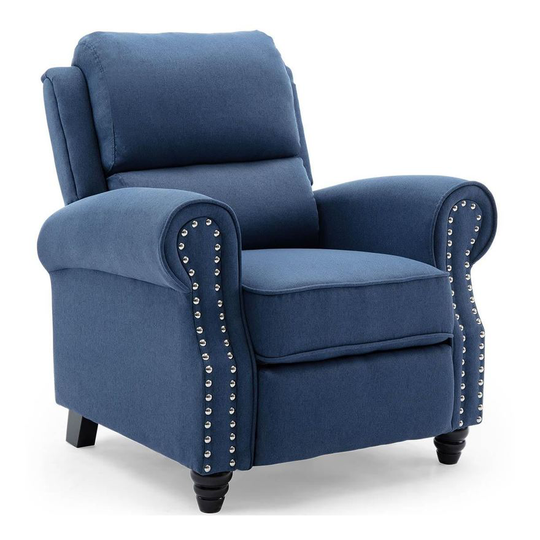 DUXFORD LINEN FABRIC PUSHBACK RECLINER ARMCHAIR SOFA OCCASIONAL CHAIR[Blue,RC1-2070-030-040-BLUE,Fabric]