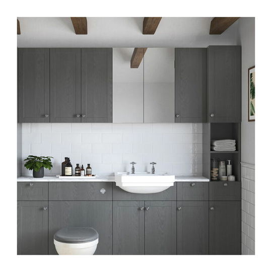 Signature Malmo 2-Door Mirrored Bathroom Cabinet 600mm Wide - Grey Ash