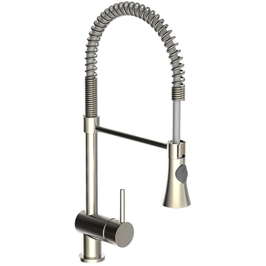 Sink Mixer with Spiral Spring CORNWALL Low Pressure Stainless Steel Look SCHÜTTE - Silver