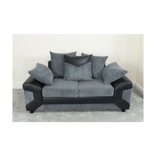 Rio 2 Seater Jumbo Cord Fabric Sofa - Black & Grey