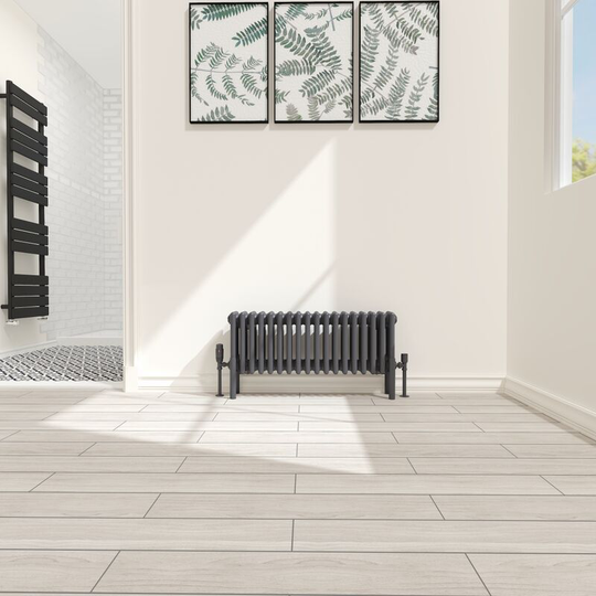 NRG - Traditional 4 Column Radiator Cast Iron Style Heating Rads Horizontal Anthracite 300x830mm