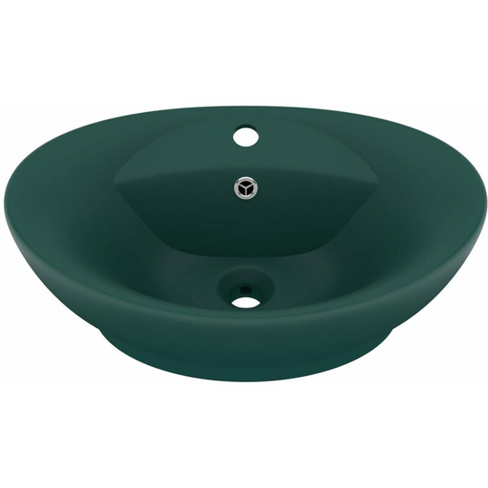 Luxury Basin Overflow Oval Matt Dark Green 58.5x39 cm Ceramic Vidaxl Green