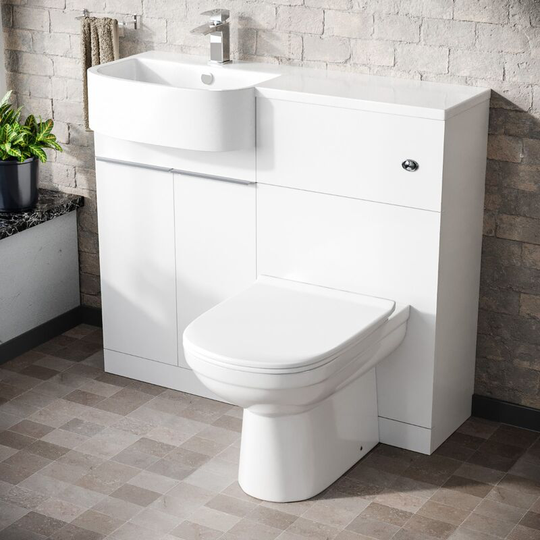 Neshome - Carlo 1000mm p Shape White Left Hand Bathroom Vanity, Basin, wc & btw Toilet