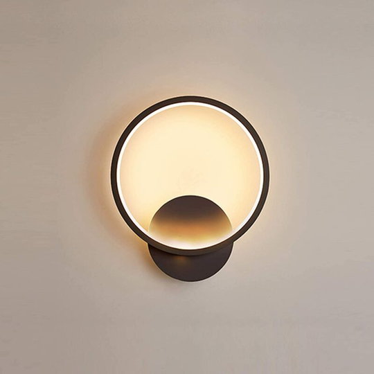 Indoor Wall Light led 13W Round Wall Lamp Black Warm White 3000K Modern for Bedroom Living Room Staircase Hallway ac 220V [Energy class a +]
