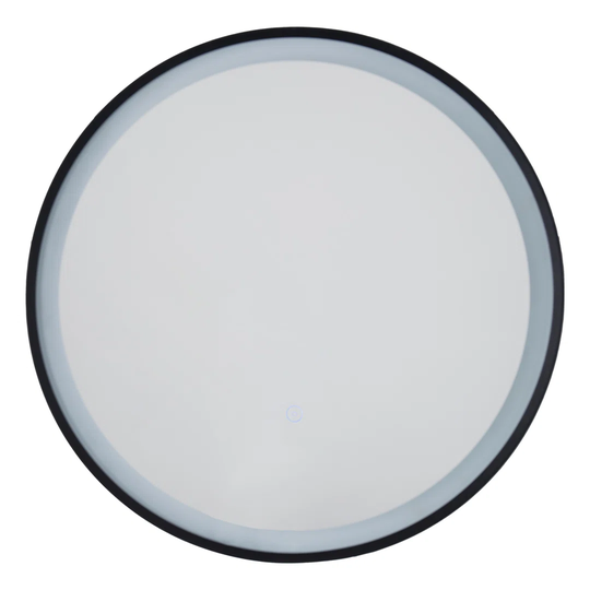 Cusumano Round Lighted Metal Framed Wall Mounted Bathroom Mirror in Black