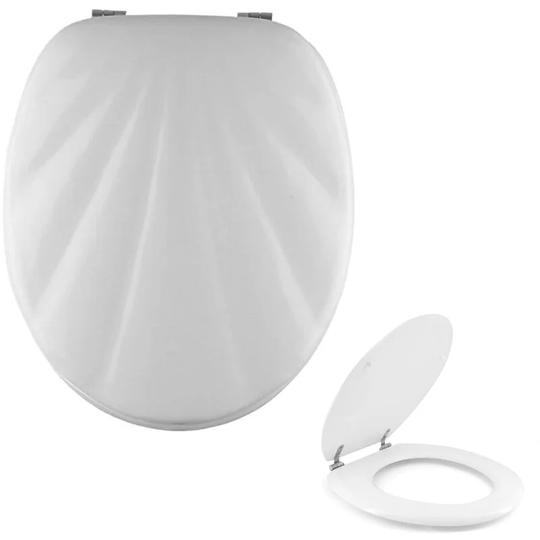 Universal Classic Oval Shell Shaped Design Toilet Seat & Fixings White