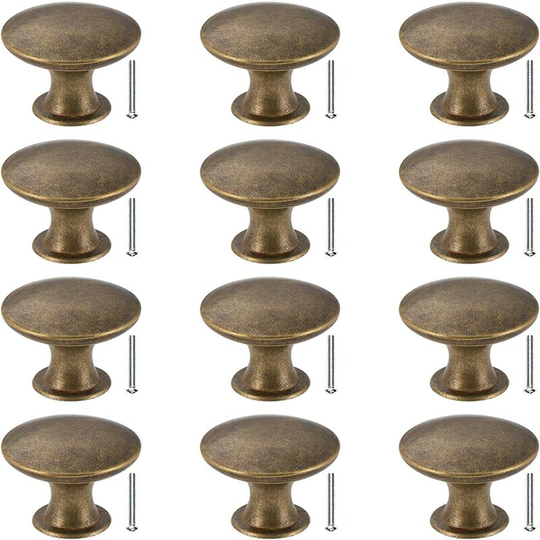 Sunflowergb - Door Knobs Set of 12 Drawer Knobs 30mm Vintage Brass Handles Furniture Cabinet Knobs for Kitchen Cupboards