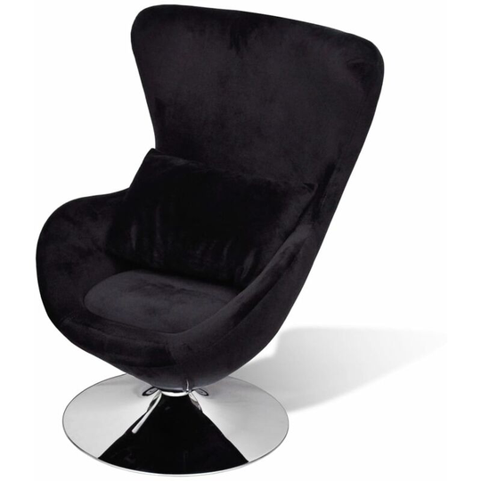 Swivel Egg Chair with Cushion Black Velvet - Hommoo