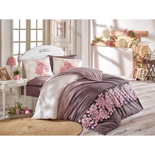 Heffner Beige/Ecru/Pink 100% Cotton Duvet Cover Set