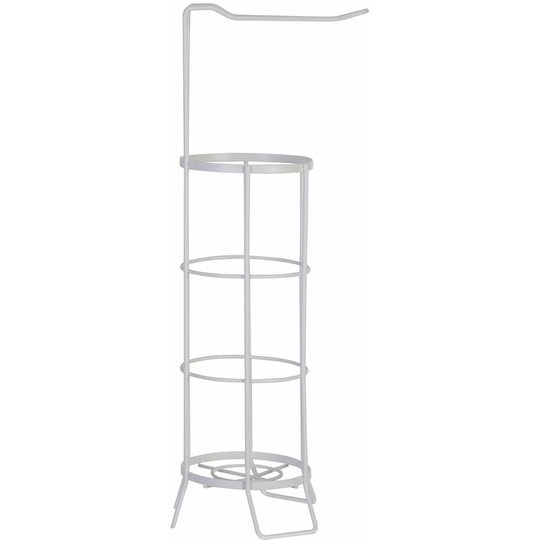 Toilet Roll Holder With White Metal Stand Stainless Steel Holders For Washroom Split Structure Roll Holders W21 x D20 x H62cm - Premier Housewares