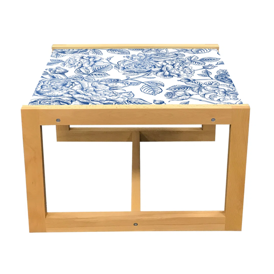 Rose Coffee Table, Vintage Design Of Monochromatic Flowers With Leaves Drawing, Acrylic Glass Center Table With Wooden Frame For Offices Dorms Dark Vi