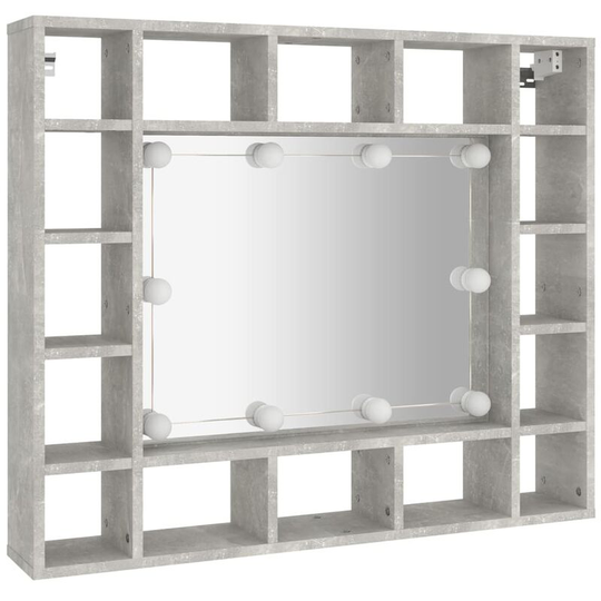 Mirror Cabinet with led Concrete Grey 91x15x76.5 cm Vidaxl Grey