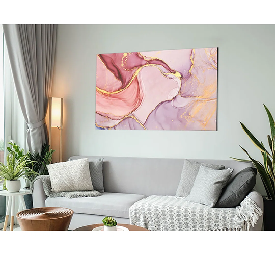 Oil Paint Pink and Gold - Unframed Graphic Art on Metal