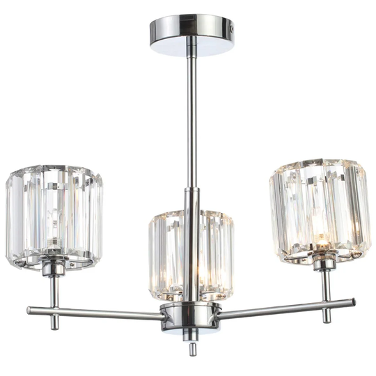 CGC Crystal Chrome 3 Arm Chandelier Ceiling Bathroom Light Bedroom Lounge Kitchen Dining Room Vintage Retro Victorian