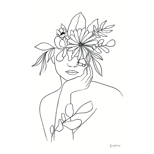 Rooted III BW by Becky Thorns - Wrapped Canvas Drawing