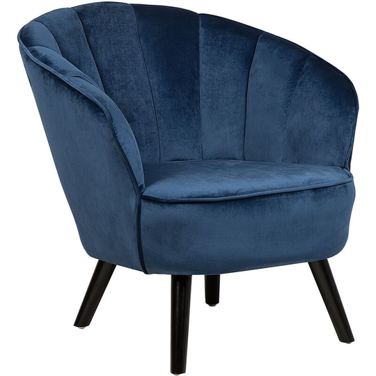 Modern Glam Velvet Armchair Shell Back Tufted Dark Blue Dala - Blue