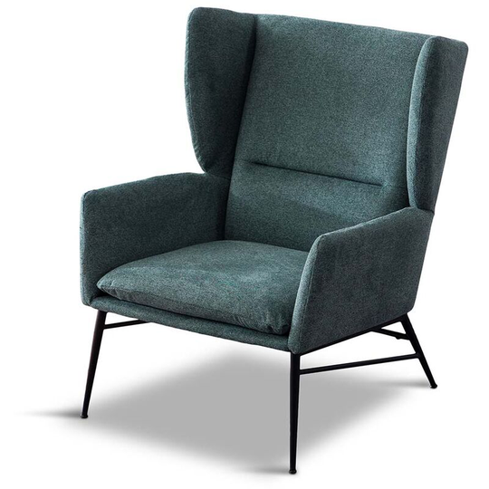 Clara Wing Back Occasional Fabric Lounge Accent Chair Living Room Armchair Green without Footstool - Green without Footstool