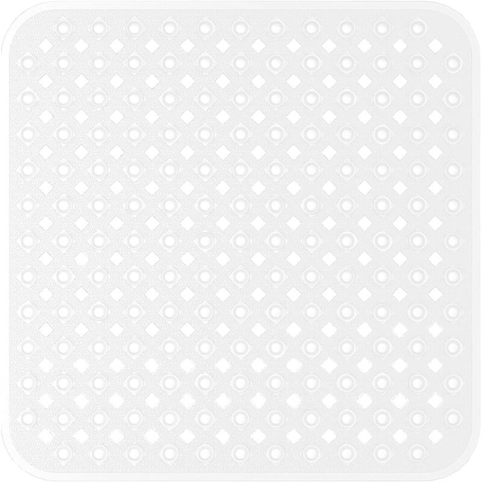 Gift - Square Shower Mats Non-Slip Bath Mats with Suction Cup Safety Bathroom Mats Antibacterial Rubber Kids Shower Mats with Drainage Holes 53×53cm