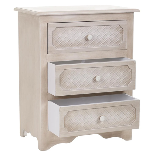 Joetta 3 Drawer Bedside Table