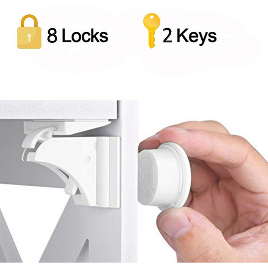 Ilovemilan - Magnetic Child Lock Child Protection Baby Safety Lock Drawer Lock Cabinet Door Lock Limiter Child Safety Locks (8 Locks 2 Keys)