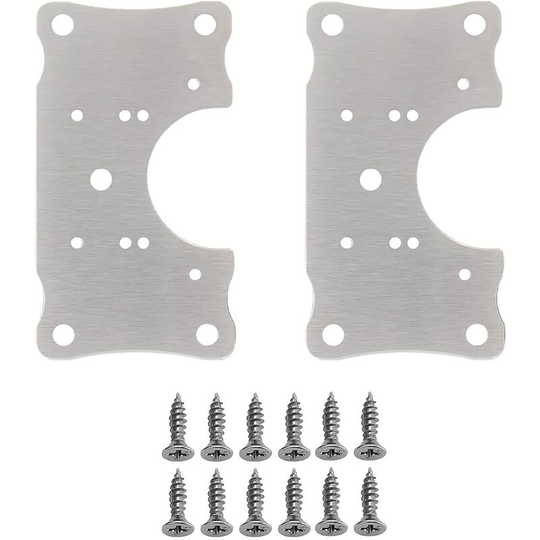 2 Pack Cupboard Hinge Repair Plates with Hole and Repair Bracket Screws to Protect Kitchen Cupboard Doors, Drawers, Cabinets, Windows