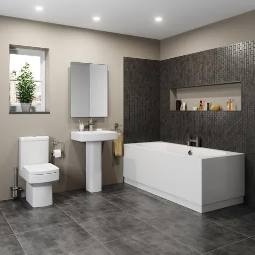 Royan Bathroom Suite with Double Ended Curved Bath 1800 x 800mm