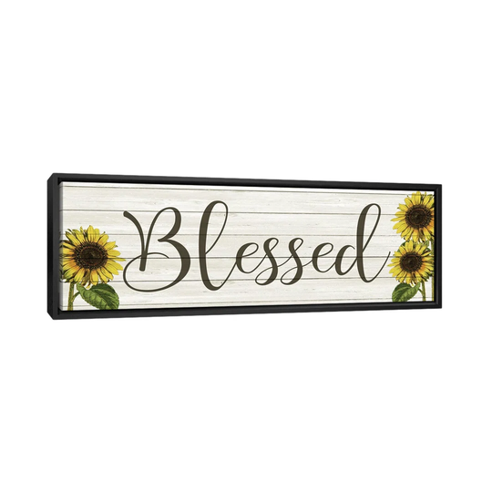 Sunflower Blessed by Kimberly Allen - Panoramic Typography on Canvas