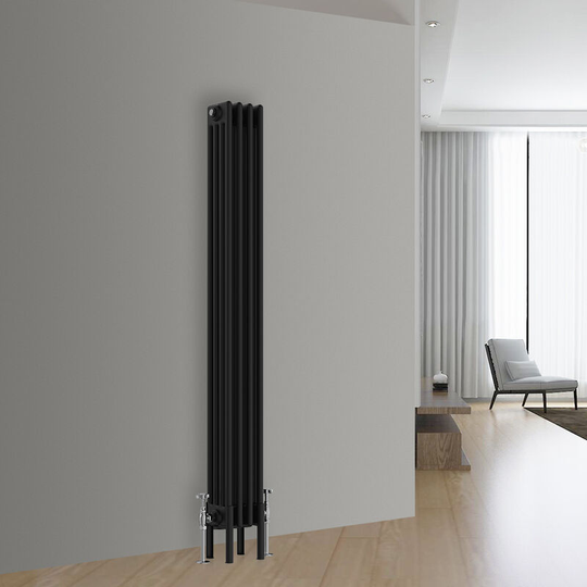 NRG - Traditional Vintage Cast Iron Style Radiator Black 4 Column 1500x200mm