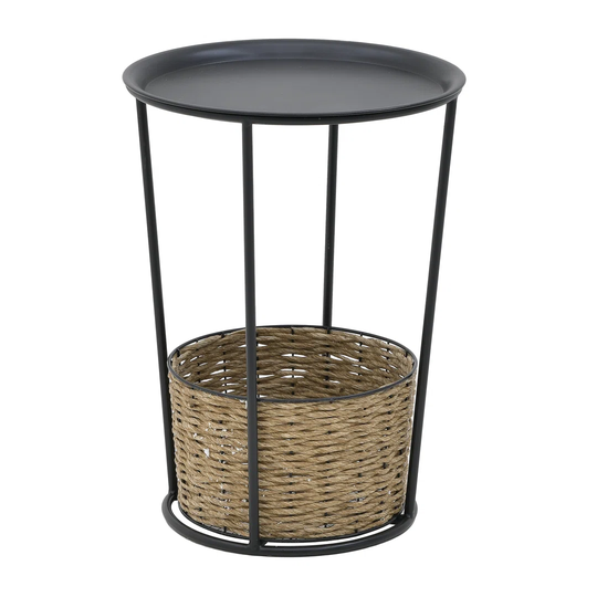 METAL SIDE TABLE BLACK/NATURAL