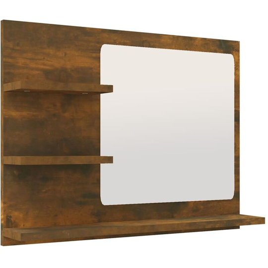 Bathroom Mirror Smoked Oak 60x10.5x45 cm Engineered Wood Vidaxl Brown