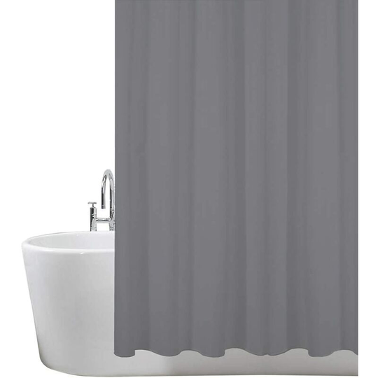 Kartokner - 2 Piece Shower Curtain, for Bathtub and Bathroom, Washable, Anti-Mildew and Antibacterial 180 x 180 cm (Light Grey) | 100% Polyester