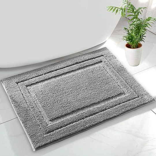 Gift - Gray Bath Mat 50 x 80 cm Thickened Water Resistant Bathroom Mat Machine Washable Bathroom Bath Mat Soft Microfiber Absorbent Shower Mat for