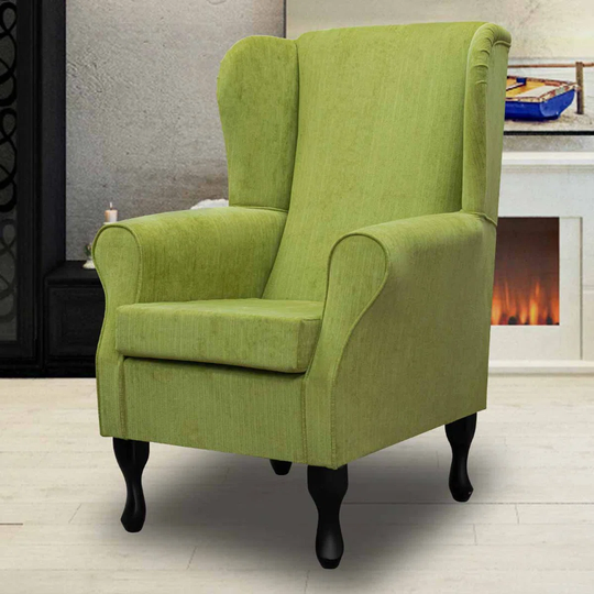 Lime Velvet Wingback Armchair
