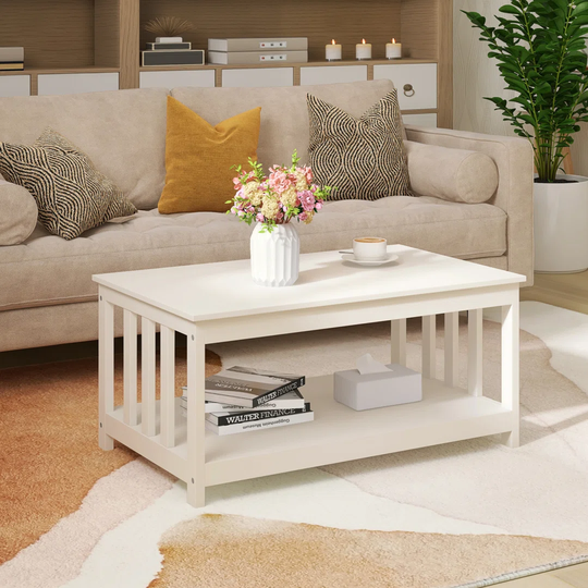 Coffee table, living room table, coffee table with large shelf, side table in a modern design, 100cm x 60cm x 47cm