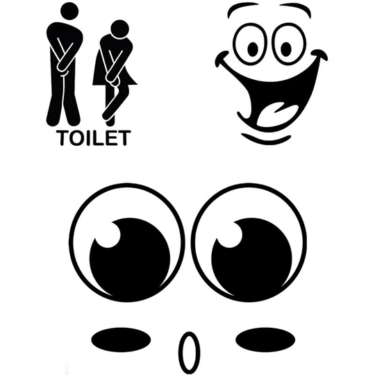 3 pcs Wall Sticker, Toilet/Bathroom/Bathtub Door Sticker Wall Decals, Creative Removable Interior Decorations Decals (black)