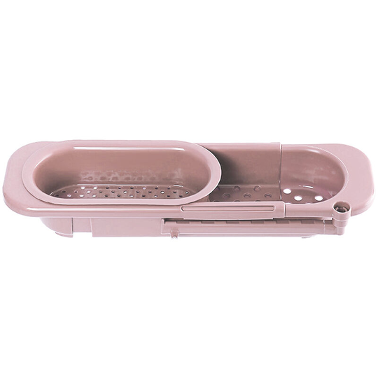 Multifunctional Partition Kitchen Retractable Sink Drain Basket Dish Rack Sink Filter Water Basket Fruit Vegetable Tableware Dish, Pink - Pink