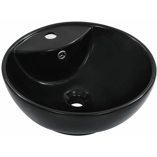 Wash Basin with Overflow 46.5x18 cm Ceramic Black - Black
