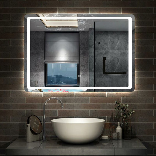 Aica Sanitär - led Illuminated Bathroom Mirror with Light and Demister 1200 x 700 mm Single Touch Sensor Control