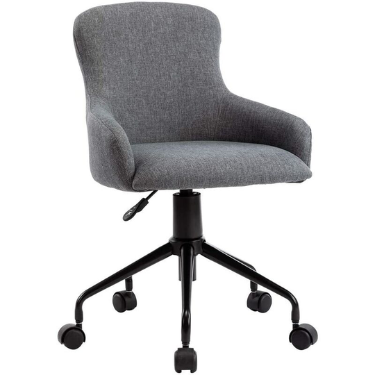Cecil Linen Swivel Desk Study Home Office Computer Chair Livingroom Bedroom Armchair Grey - Grey - More4homes