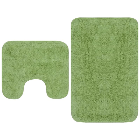 Asupermall - Bathroom Mat Set 2 Pieces Fabric Green