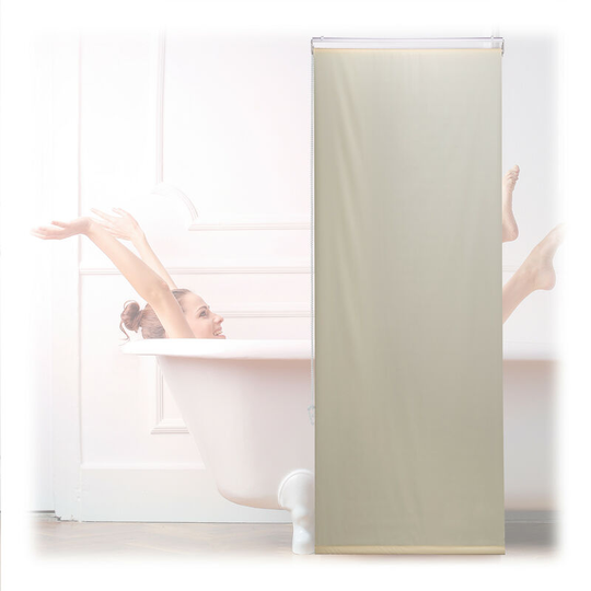 Bathroom Roller Blind, for Shower & Bathtub, Water Repellent, Quick Drying, Ceiling & Window, 60x240cm, Beige - Relaxdays