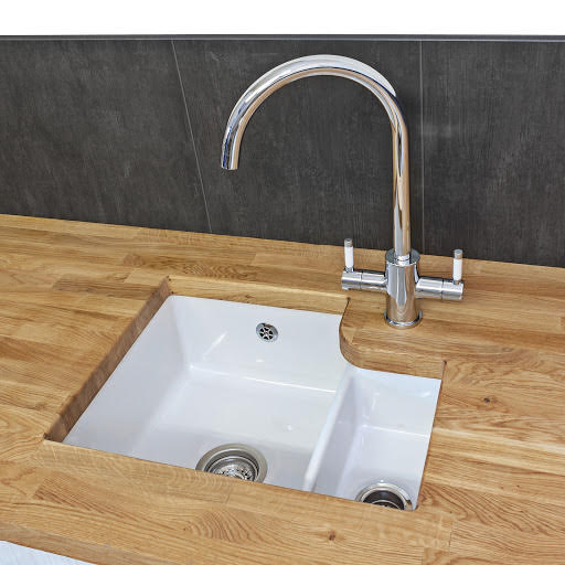 Reginox Tuscany Undermount White Ceramic 1.5 Bowl Kitchen Sink with Waste Included