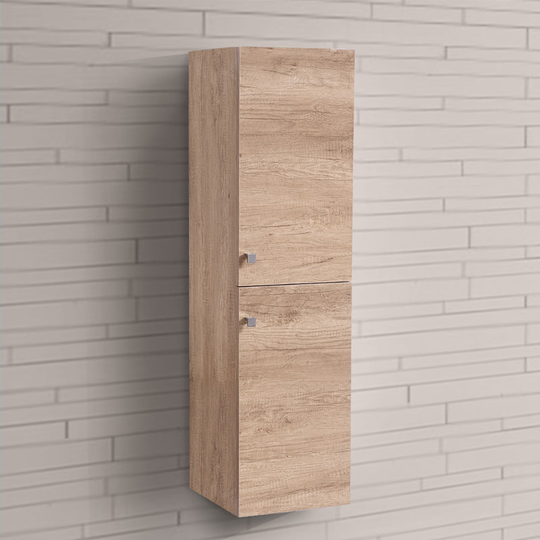 Light Oak Effect 1200mm Tall Cupboard Wall Hung High Cabinet Bathroom Furniture with 2 Door