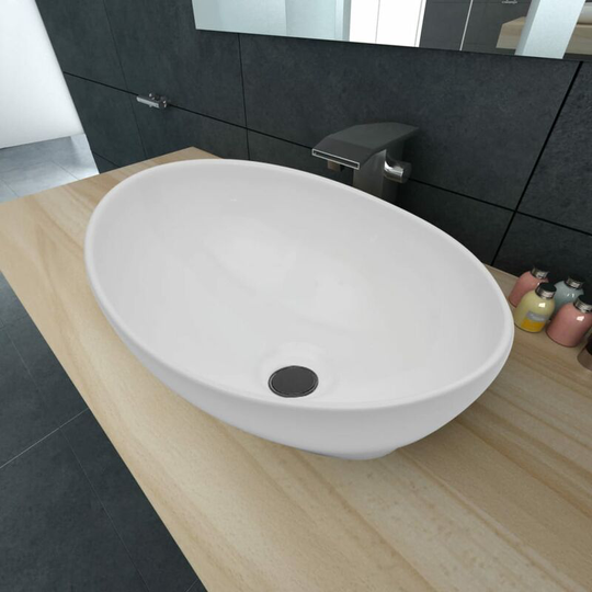 Luxury Ceramic Basin Oval-shaped Sink White 40 x 33 cm VDTD03667 - Topdeal