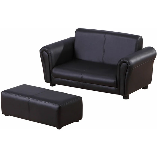 Kids Sofa 2 Seater Childrens Armchair Furniture Bedroom Playroom - Black - Homcom