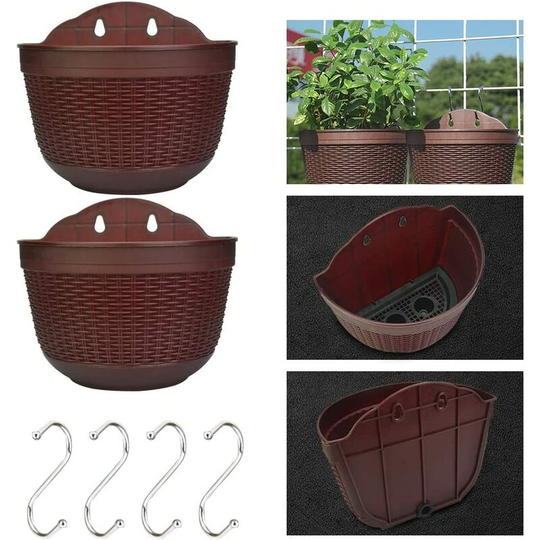 Perlerare - 2pcs Hanging Flower Pot Outdoor Flower Box Hanging Flower Pot Balcony Hanging Flower Pot Flower Pot Garden Pot with Drain Holes Outdoor